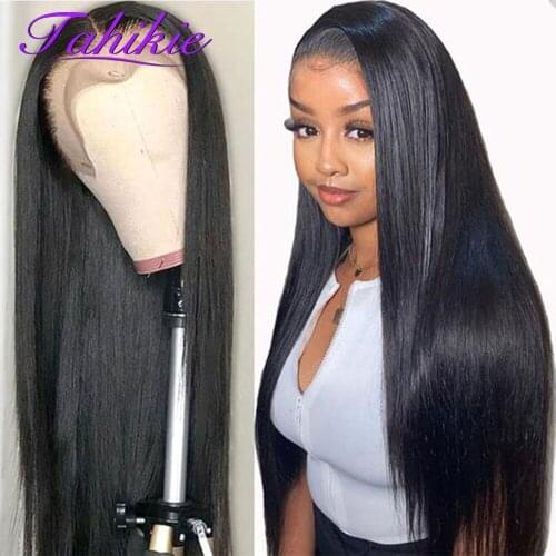 Tahikie 13x4/13x6 Straight Lace Front Human Hair Wigs Transparent Lace Wigs Indian Human Hair Wigs for Women Human Hair Remy