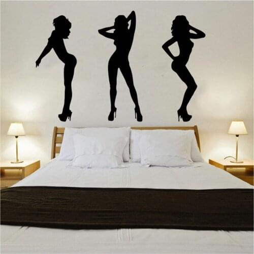 Sexy Girls Wall Decal Tripple Dancers Motif Fitness Gym Body Building Sexy Woman Wall Sticker Vinyl Home Bedroom Decor B530