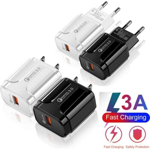 EU/US Plug Wall Charger QC3.0 USB Fast Travel Charger Power Adapter Accessories For Mobile Phone TypeC Micro Charging Cable