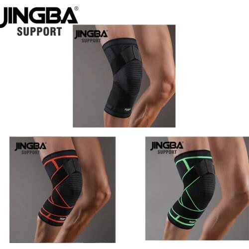 JINGBA SUPPORT 1PCS Sports fitness Knee Pads Support Bandage Braces Compression Sleeve for Basketball Volleyball Tennis Cycling