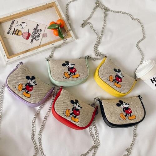 Disney childrens handbag summer cartoon cute shoulder bag cotton and linen all-match boy girl baby diagonal accessory bag
