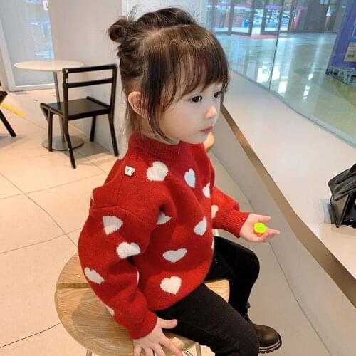 Girls Sweater Kids Coat Outwear 2021 Sweetheart Plus Velvet Thicken Warm Winter Autumn Knitting Tops Cotton Pullover Childrens