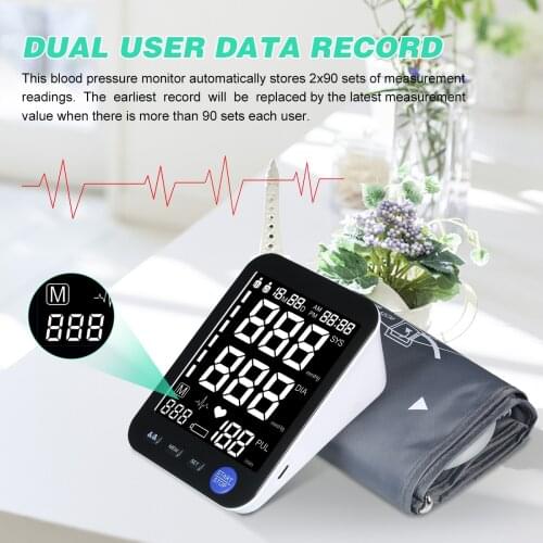 U81RH Tonometer Irregular Heartbeat Pulse Meter With Cuff For Sphygmomanometer LCD Display Upper-arm Blood Pressure Monitor