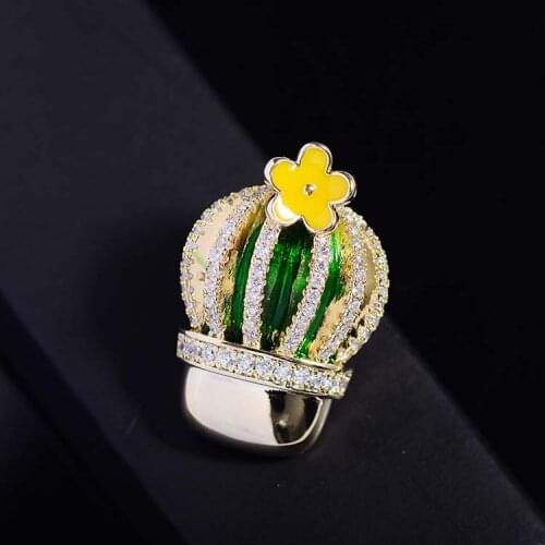 Clothing Decor Pins Cute Cactus Brooch Pin Zircon Brooches for Womens Party Gift Brooches for Women Copper Brooch Metal
