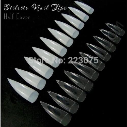 Unhas New 5packs/lot Diy French Half Cover Stiletto Acrylic Artificial Nail Tips for Art Painting Design 100pcs/pack