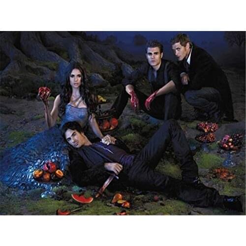 The Vampire Diaries DIY Embroidery 11CT Cross Stitch Kits Craft Needlework Set Cotton Thread Printed Canvas Home Design