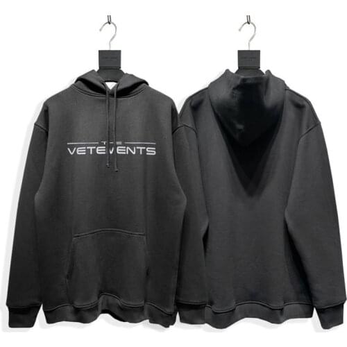 High Street Brand Vetements Letter Printing 3M Reflection Oversized Hoodie Womens Sweatshirt Hooded Sweatshirts Mens Hoodies