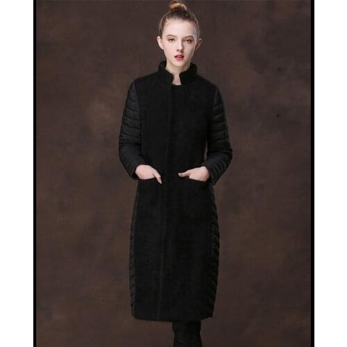 2020 Womens Stand Collar White Duck Down Jacket Knitted Ladies Coats Warm Winter Women Long Parkas Abrigos Mujer WXF323