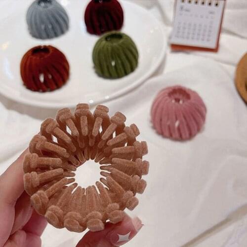Women Bun Hair Clips Velvet Bird Nest Expanding Hair Claw Hair Accessories Ball Head Horsetail Buckle Ponytail Headwear