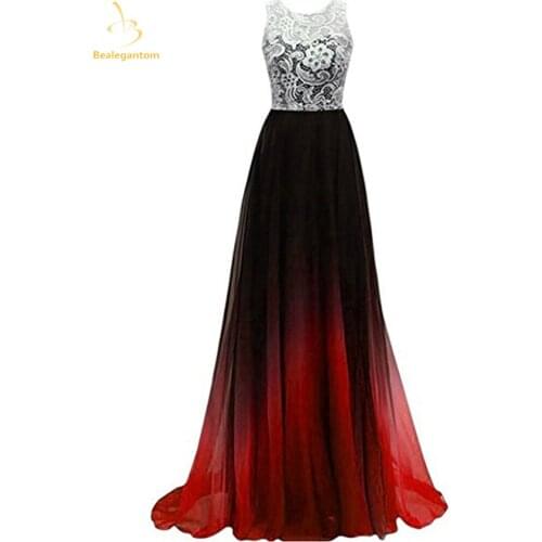 Bealegantom 2019 Gradient Chiffon Lace Prom Evening Dresses Zipper Plus Size Ombre Party Gowns Vestido Longo QA1245