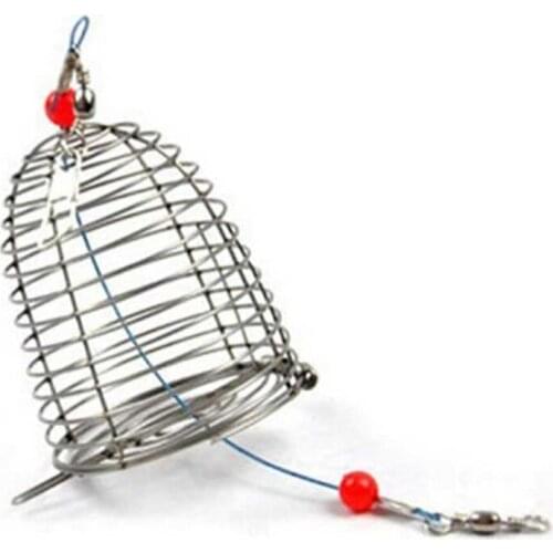 1pcs Stainless Steel Wire Fishing Lure Conical Cage Bait Bait Fishing Fish Cage Lure Trap Holder Basket Fishing Feeder Acce Z2Z2