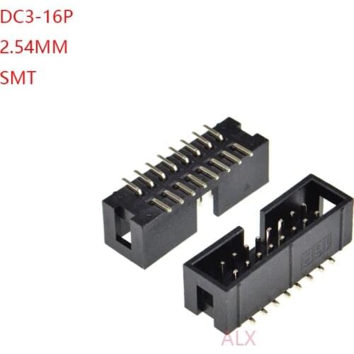 10pcs SMT 16 PIN 2.54MM pitch MALE SOCKET straight idc box headers PCB CONNECTOR DOUBLE ROW SMD 2x8PIN 2X8 16P DC3 HEADER