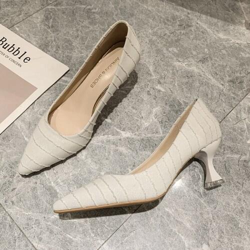 2020 Spring Fashion Pointed Single Shoes High Heels Shallow Mouth Sexy Work Shoes Womens Pumps Concise Wild Female U14-78