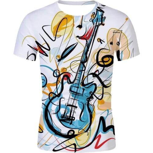 New Hot Sale T-shirt Unisex Music Symbol T-shirt 3D Guitar T-shirt Shirt Unique Mens Anime Clothing Oversized t-shirts XXS-6XL