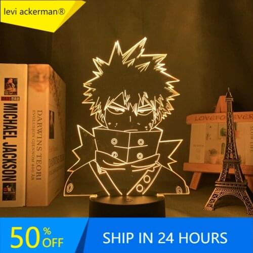 3d Led Night Light Anime My Hero Academia for Bedroom Decor Birthday Gift Manga Gadget My Hero Academia Katsuki Bakugo Lamp 3d