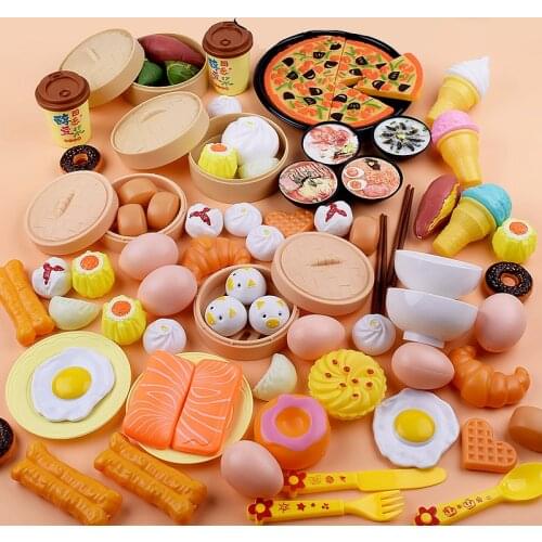 84pcs/set Pretend Play Kitchen Toys Children Simulation Steamer Fruit Cutie Play House Toy Luxurious Chinese Western Food Gifts