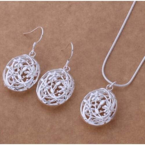 AS326 Lucky Silver Color 925 Jewelry Sets For Women Earring 399 + Necklace 695 /bpiakgpa Aniajepa