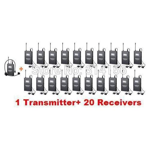 Takstar WTG-500/ WTG 500 UHF Wireless Tour Guide System 6 selectable channels 100m operating range 1Transmitter+20 Receivers