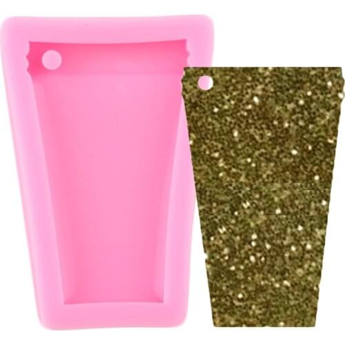 Shiny Water Cup Glass Shape Keychains Silicone Mold Polymer Clay DIY Keychain Necklace Jewelry Making Epoxy Resin Molds