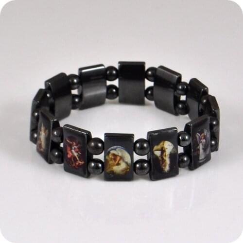 Angel Hematite Rosary Beads Bracelet Fashion Catholic Christian Religious Jewelry