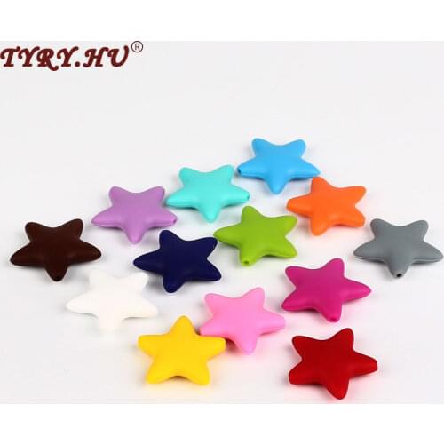 TYRY.HU 5pc Silicone Beads Star Shaped Food Grade Baby Chewable Teething Beads For DIY Necklace Accessories Jewelry Making
