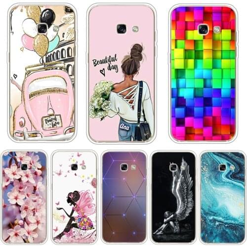 Case For Samsung Galaxy A3 2017 soft tpu back Phone Cover cartoon Protective FOR Capa Samsung A3 2017 covers silicon flower