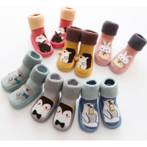 Baby socks with rubber soles for slipper toddler indoor sock shoes anti slip warm winter socks baby home slippers socks sole