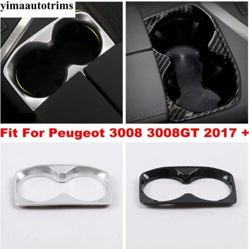 For Peugeot 3008 3008GT 2017 - 2021 Gearbox Shift Stall Water Cup Holder Panel Cover Trim Carbon Fiber / Matte Interior Refit