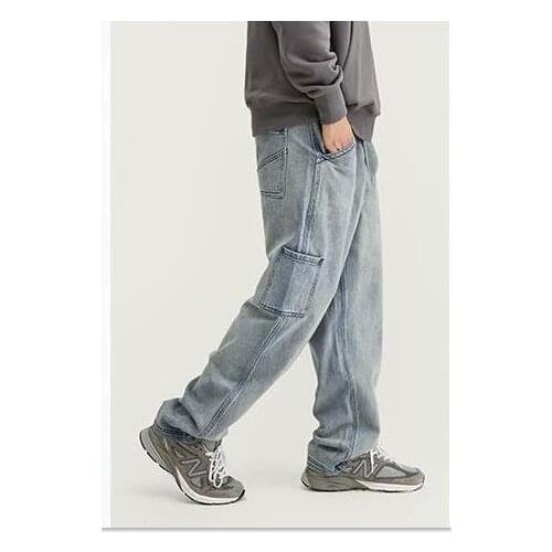 Autumn Loose Jeans Mens Denim Pants Boys Mens Straight Seasons Street Cowboy Distressed Trousers Men Bottoms Boyfriend Hiphop