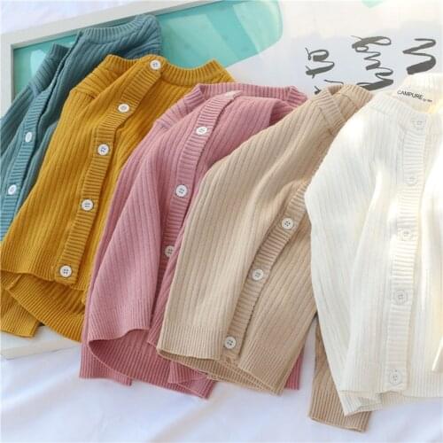 Cotton Sweater Tops Baby Children Clothing Boys Girls Knitted Cardigan Sweater Kids Spring Wear Girls Ribbed Sweaters