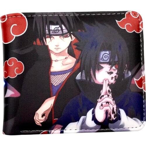 Naruto Kakashi Sasuke Black Leaf Village Konoha Ninja Cosplay Anime Wallet Coin Pocket Credit Card Id Window