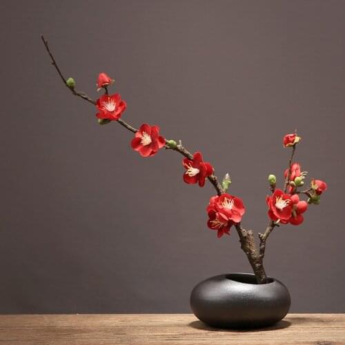 Chinese Ceramic Vase Fake Plum Flower Arrangement Home Livingroom Desktop Ornaments Crafts Office Table Furnishings Decoration