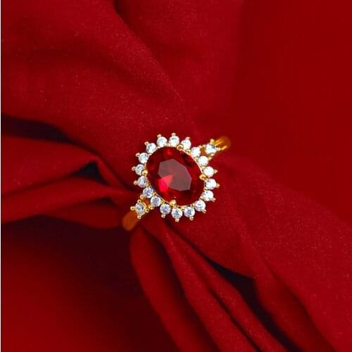 Fashion Gold Color Ring for Women Party Wedding Statement Jewelry Anillos Mujer Ruby Crystal Stone Zirconia Bague Femme Bijoux