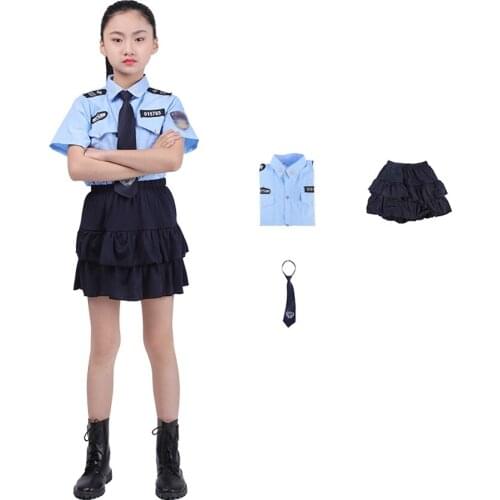 Children Army Suit Student Boys Girls Police Cop Officer Cosplay Costumes for Halloween Carnival Party Luxury Birthday Gift
