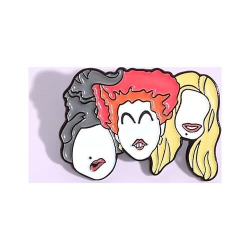 Red Yellow Black Hair Enamel Pin Girl Head Badge Brooch Denim Jeans shirt bag Sister Gril Jewelry Gift for Friends Women