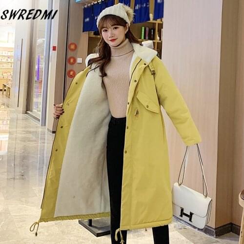 Lambswool Warm Jacket For Winter Thick Winter Coat Women Fashion Long Parkas Oversize Army Green Clothing Snow Wear SWREDMI