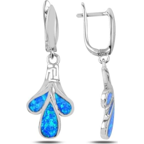 KUTAYDAN Opal Cubic Zirconia Dangle Earrings 925 Sterling Silver