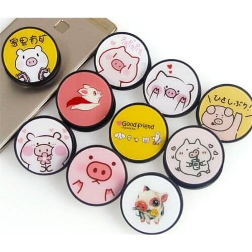Cartoon Lovely Pig Expanding Stand Grip Mount Phone Socket Fold Mobile Smartphones Pocket Desktop Bracket Phone Stand Holder