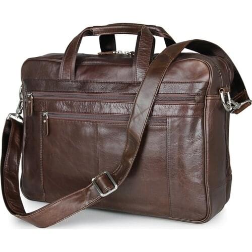Nesitu Black Coffee Genuine Leather 14'' 15.6'' 17'' Laptop Office Men Briefcase Business Travel Messenger Bags Portfolio M7319