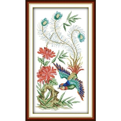 Everlasting Love Phoenix & Flower Chinese Cross Stitch Kits Ecological Cotton Stamped Printed 11CT New Year Decorations For Home
