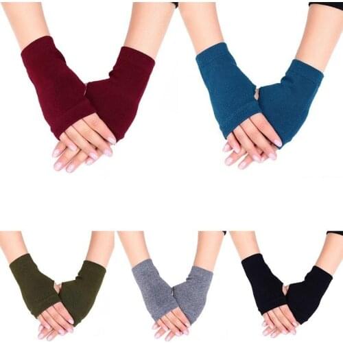 Hot Sale Unisex Combed Cotton Leaky Finger Gloves Knitted Half Finger Gloves Winter Warmth Fingerless Gloves For Student Writing