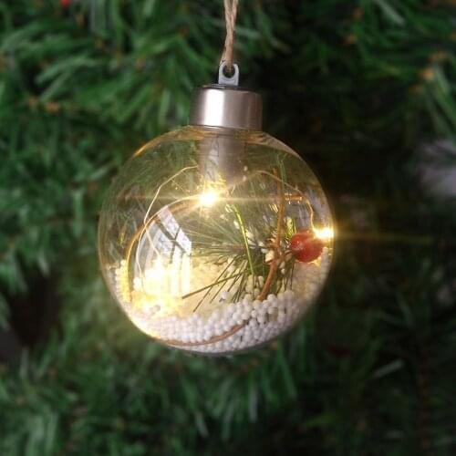 Plastic Ball Christmas Decoration Light LED Hanging Globe Light Bulb Luminous Ornament Pendant for Indoor Outdoor Christmas Tree