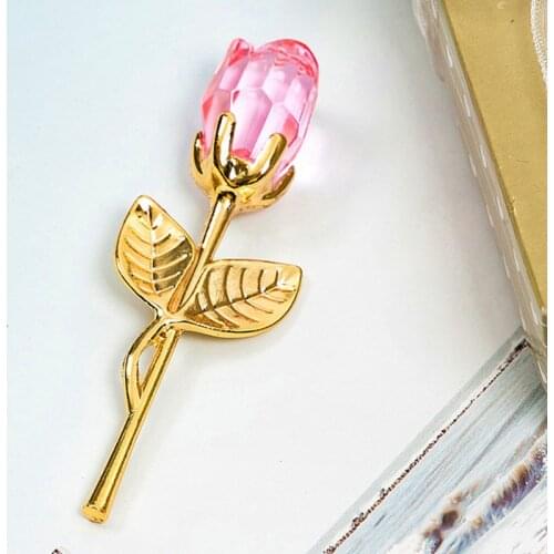 Valentines Day Gift Decor Crystal Glass Rose Flower for Girlfriend Artificial flower Wedding Gifts for Guest Mothers Day Decor