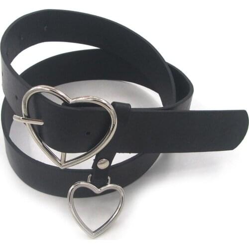Casual Adjustable Leather Belts for Women Metal Love Heart Buckle Harness Belt Waist Belt Women Belt Waistband for Pants Jeans
