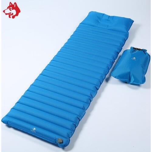 Durable nylon+TPU coating sleeping pad outdoor travelling camping hiking mattress with inflator bag grey inflatable mat