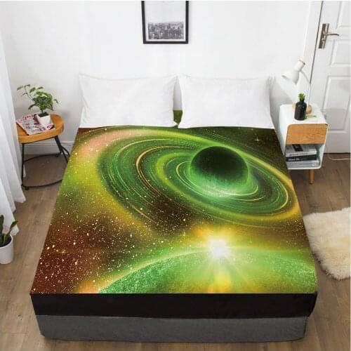 Galaxy fitted sheet bed sheet With An Elastic Band 150x200/180/200/160*200 Mattress Cover Bed cover Black green
