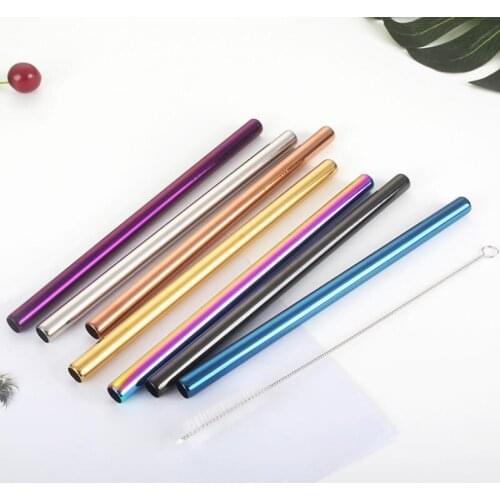 Bubble Tea Milk Shake Pearl Milk Tea Drinking Straw 12mm*8.5inch/215mm Colorful Stainless Steel Straws LX8168