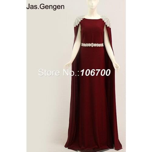 Real Photos Cape Wrap Arabic Fashion Evening Dresses Hand Make Crystal Beading Boat Neck Layered Long White Pageant Prom Gowns