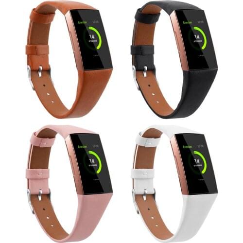 Leather Watch Band For Fitbit Genuine Leather Band Strap Wristband For Women Men Small & Large For Fitbit Charge 3 & Charge 3 SE