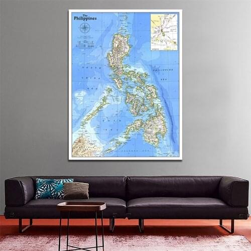 Foldable Philippines World Map(1986) Non-woven Personalized World Map of Southeast Asia Travel Poster Wall Art Picture Decor